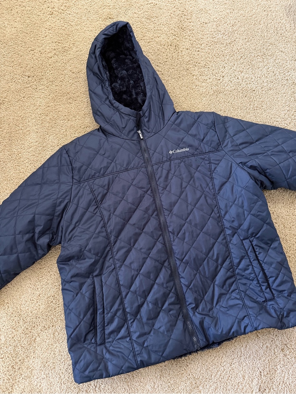 Columbia Navy Quilted Hooded Puffer Jacket